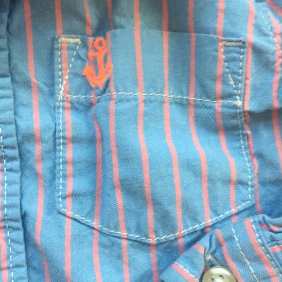 18m boys blue and coral button down shirt. - Picture 2 of 4